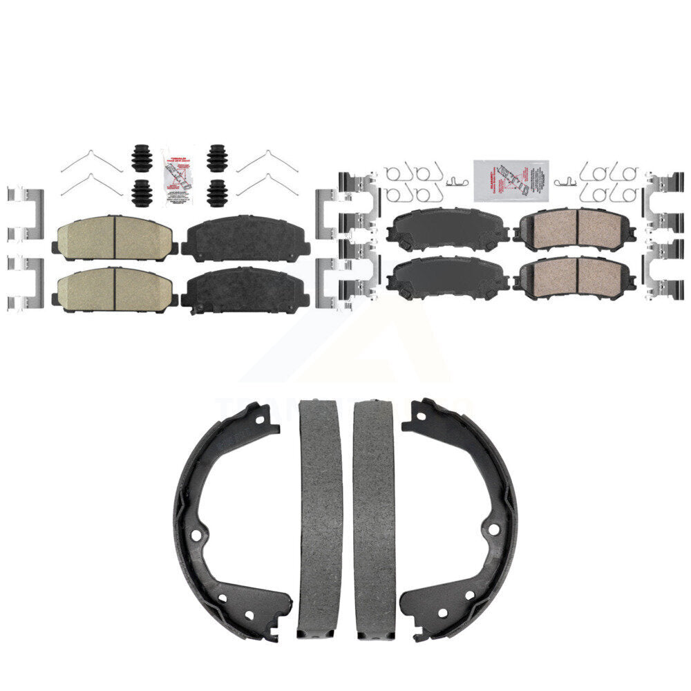 Front Rear Ceramic Disc Brake Pads And Parking Shoes Kit For Nissan TITAN KNN-101426