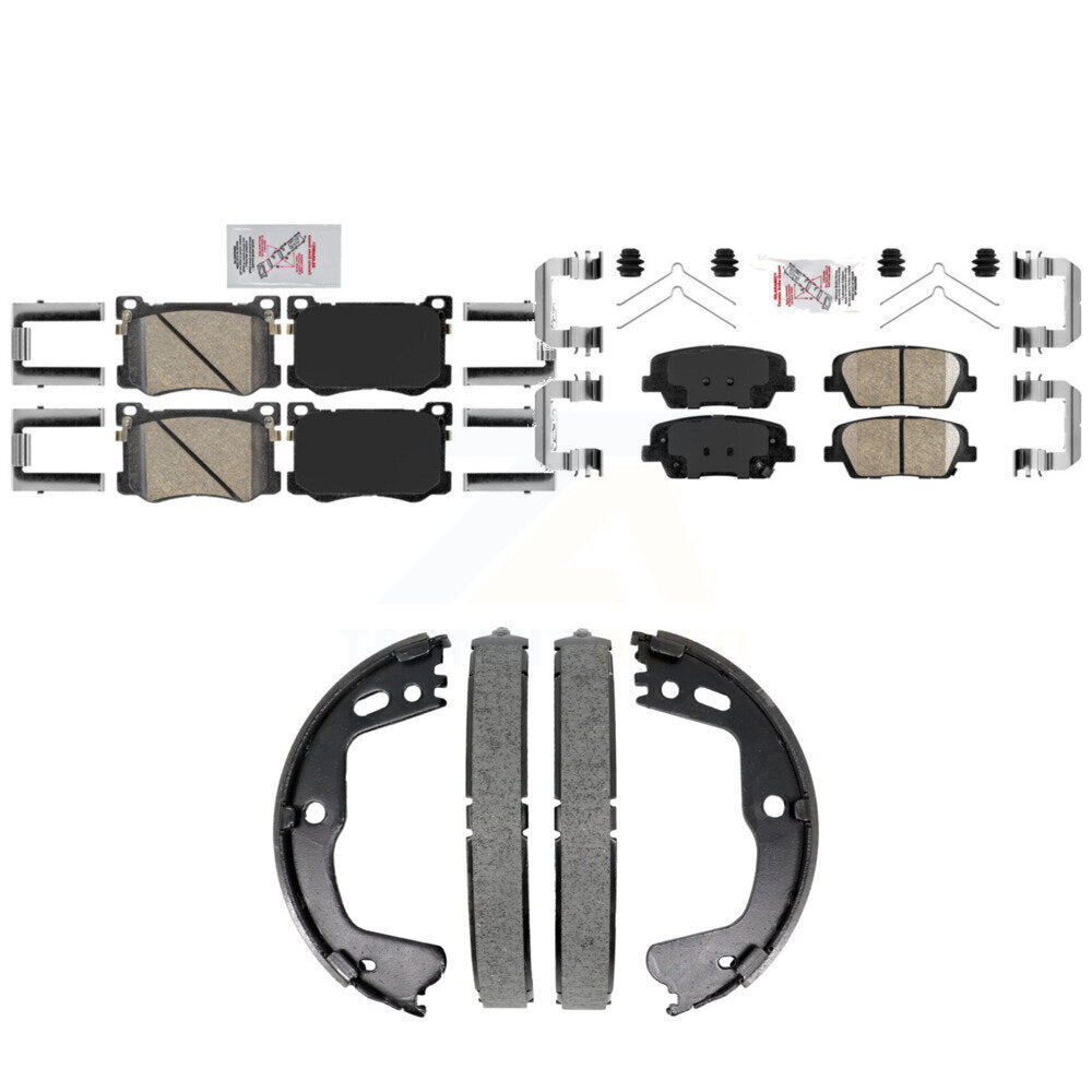 Front Rear Ceramic Disc Brake Pads And Parking Shoes Kit For Genesis G80 3.3L KNN-101430