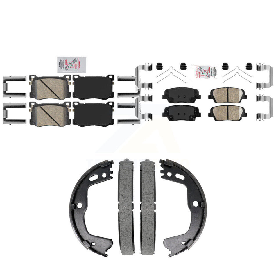 Front Rear Ceramic Disc Brake Pads And Parking Shoes Kit For Genesis G80 3.3L KNN-101430
