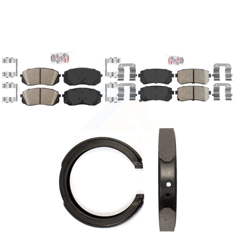 Front Rear Ceramic Disc Brake Pads And Parking Shoes Kit For Hyundai Sonata KNN-101435