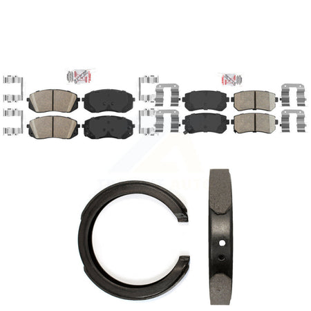 Front Rear Ceramic Disc Brake Pads And Parking Shoes Kit For Hyundai Sonata KNN-101435