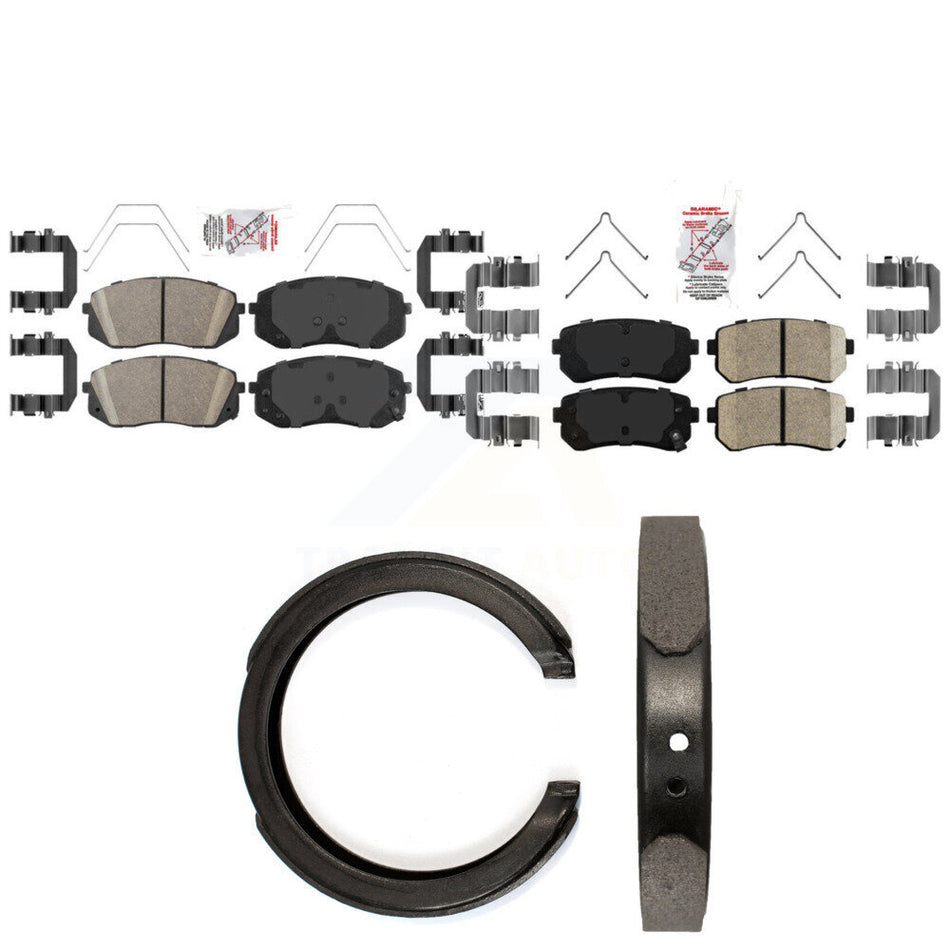 Front Rear Ceramic Disc Brake Pads And Parking Shoes Kit For Kia Optima KNN-101436