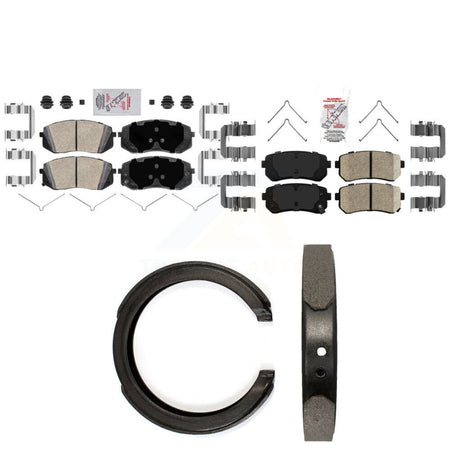 Front Rear Ceramic Disc Brake Pads And Parking Shoes Kit For Kia Optima KNN-101437