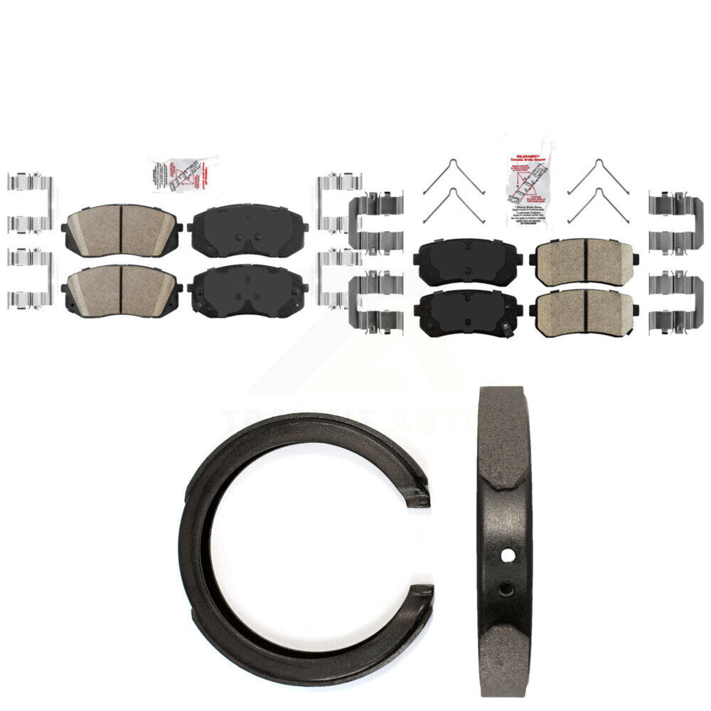 Front Rear Ceramic Disc Brake Pads And Parking Shoes Kit For Kia Optima KNN-101438