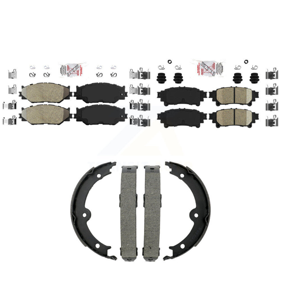 Front Semi-Metallic Rear Ceramic Disc Brake Pads And Parking Shoes Kit For KNN-101445