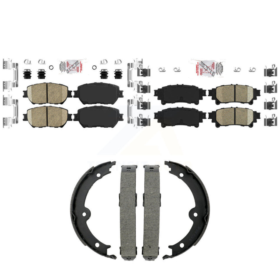 Front Rear Ceramic Disc Brake Pads And Parking Shoes Kit For Lexus IS250 KNN-101448