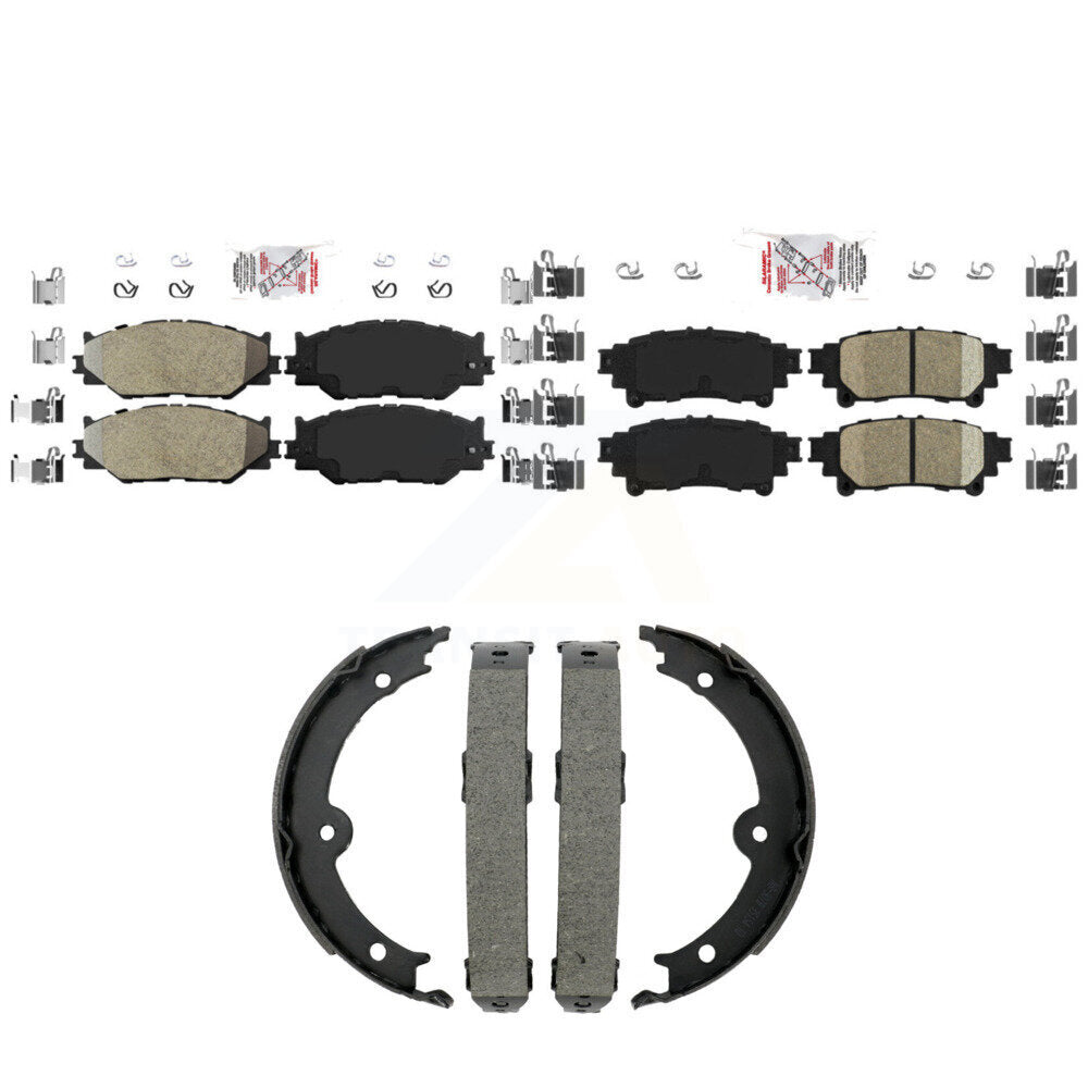 Front Semi-Metallic Rear Ceramic Disc Brake Pads And Parking Shoes Kit For KNN-101449