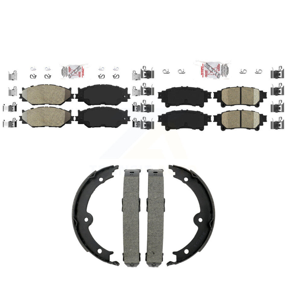 Front Semi-Metallic Rear Ceramic Disc Brake Pads And Parking Shoes Kit For KNN-101449