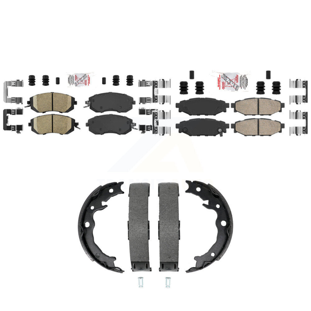 Front Rear Ceramic Disc Brake Pads And Parking Shoes Kit For Subaru Forester KNN-101454