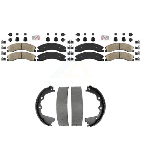 Front Rear Ceramic Disc Brake Pads And Parking Shoes Kit For GMC Chevrolet HD KNN-101464
