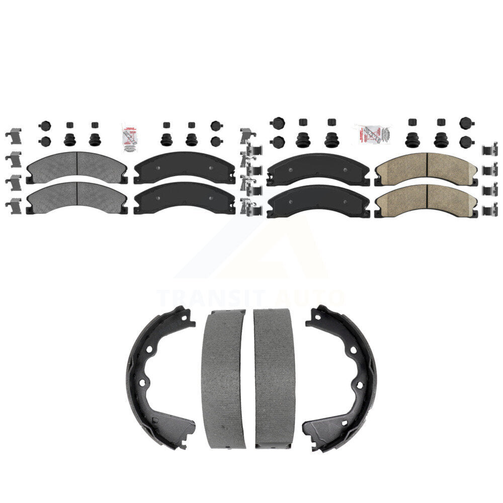 Front Semi-Metallic Rear Ceramic Disc Brake Pads And Parking Shoes Kit For GMC KNN-101465