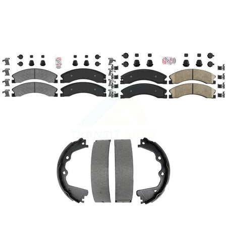 Front Semi-Metallic Rear Ceramic Disc Brake Pads And Parking Shoes Kit For GMC KNN-101465