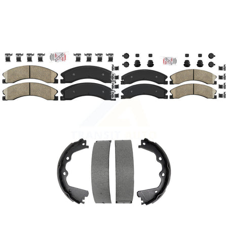 Front Rear Ceramic Disc Brake Pads And Parking Shoes Kit For GMC Chevrolet HD KNN-101466