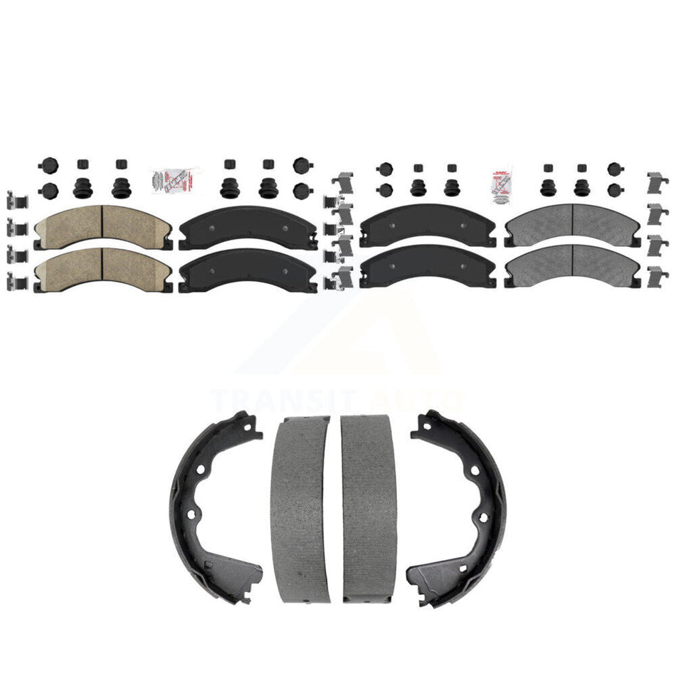Front Ceramic Rear Semi-Metallic Disc Brake Pads And Parking Shoes Kit For GMC KNN-101467