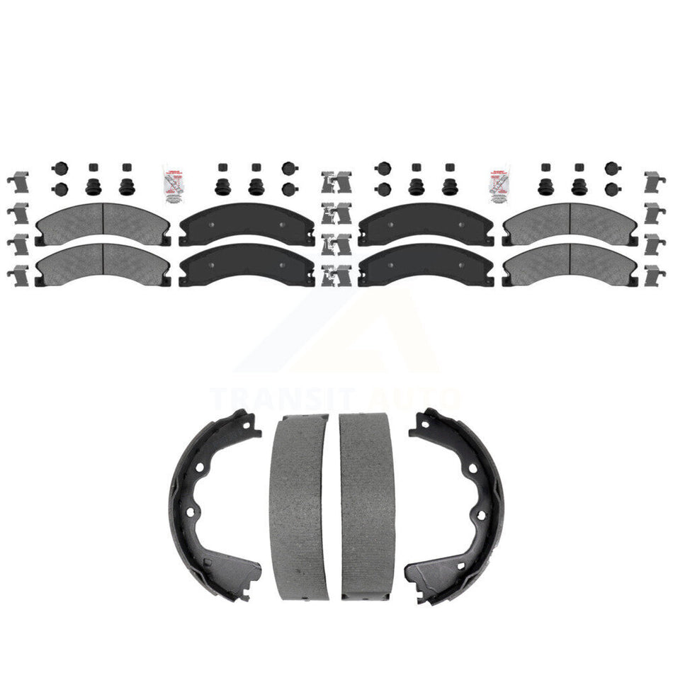 Front Rear Semi-Metallic Disc Brake Pads And Parking Shoes Kit For GMC Sierra KNN-101468