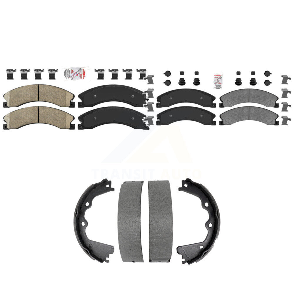 Front Ceramic Rear Semi-Metallic Disc Brake Pads And Parking Shoes Kit For GMC KNN-101469