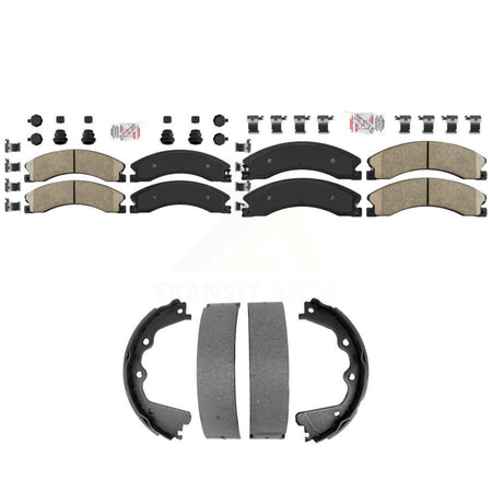 Front Rear Ceramic Disc Brake Pads And Parking Shoes Kit For GMC Chevrolet HD KNN-101470