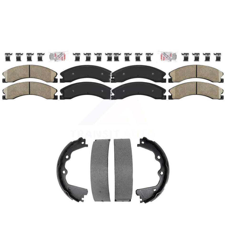 Front Rear Ceramic Disc Brake Pads And Parking Shoes Kit For GMC Chevrolet HD KNN-101472