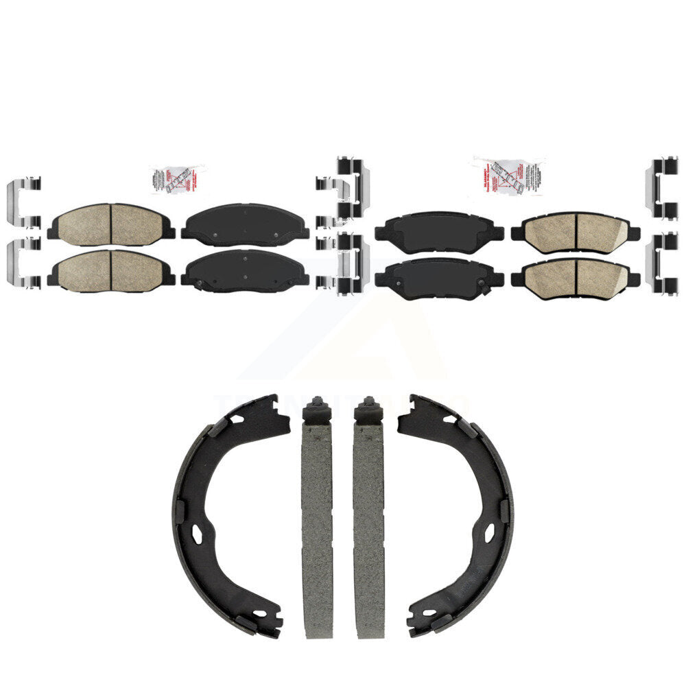 Front Rear Ceramic Disc Brake Pads And Parking Shoes Kit For Cadillac CTS KNN-101478