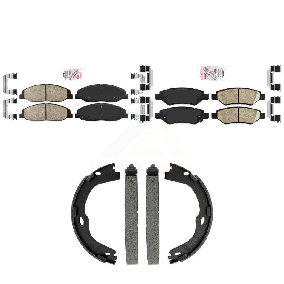 Front Rear Ceramic Disc Brake Pads And Parking Shoes Kit For Cadillac CTS KNN-101478
