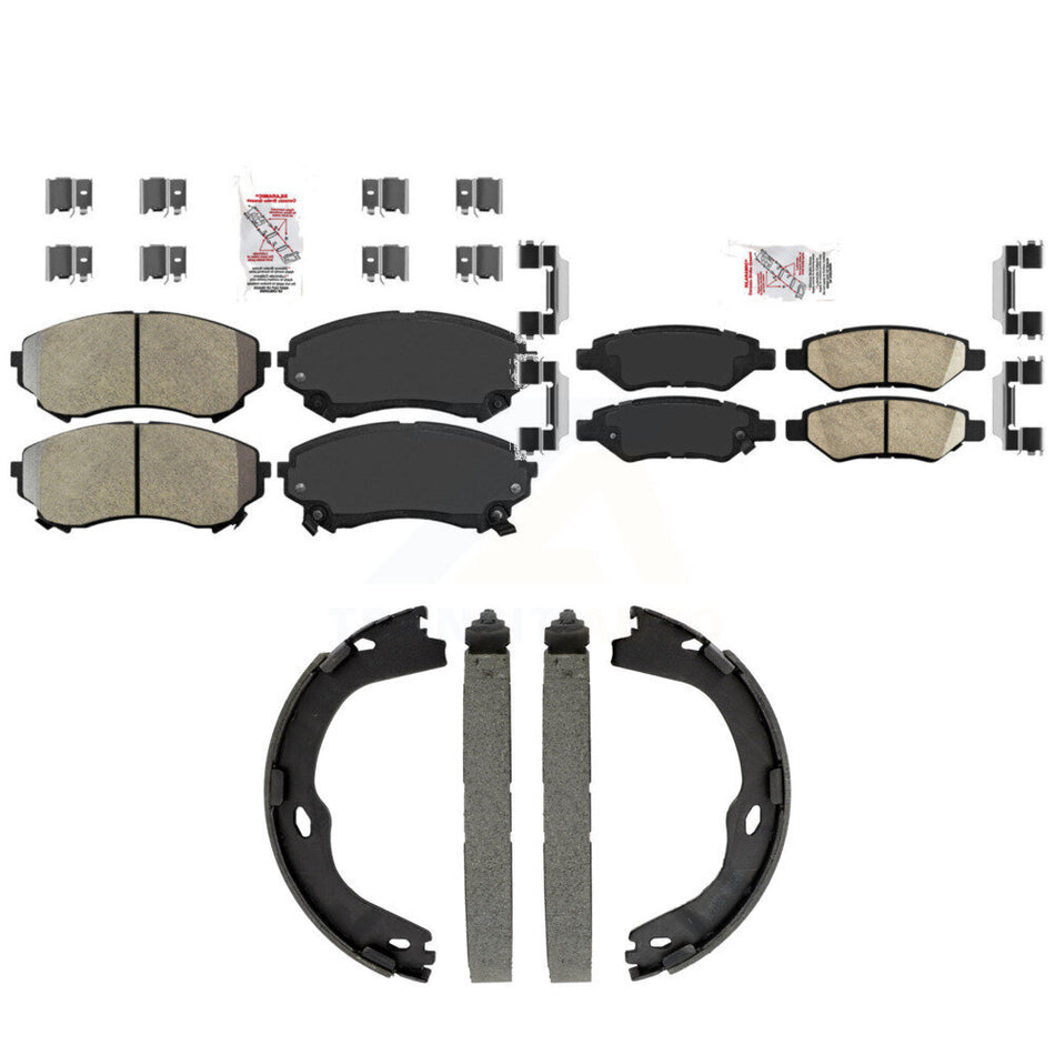 Front Semi-Metallic Rear Ceramic Disc Brake Pads And Parking Shoes Kit For KNN-101479