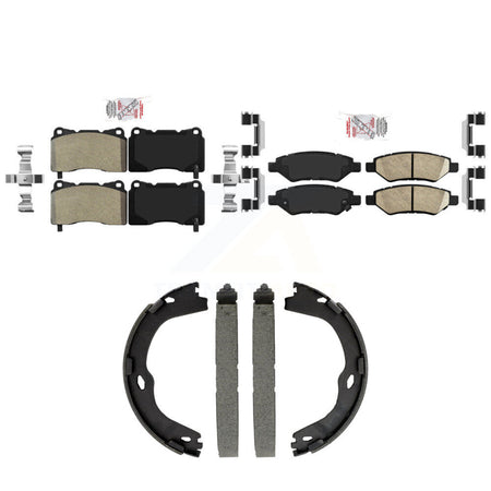 Front Semi-Metallic Rear Ceramic Disc Brake Pads And Parking Shoes Kit For KNN-101480
