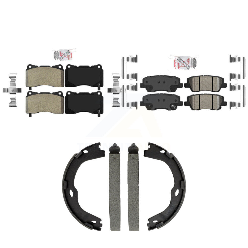 Front Semi-Metallic Rear Ceramic Disc Brake Pads And Parking Shoes Kit For ATS KNN-101483
