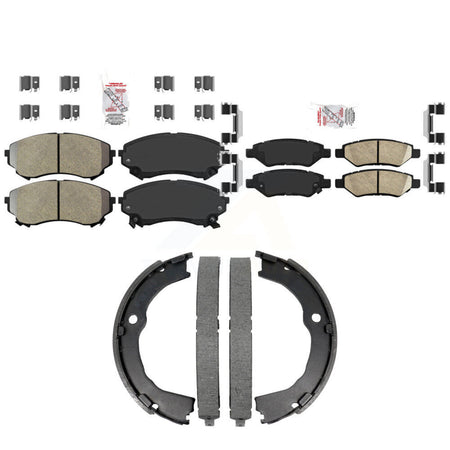 Front Semi-Metallic Rear Ceramic Disc Brake Pads And Parking Shoes Kit For KNN-101487