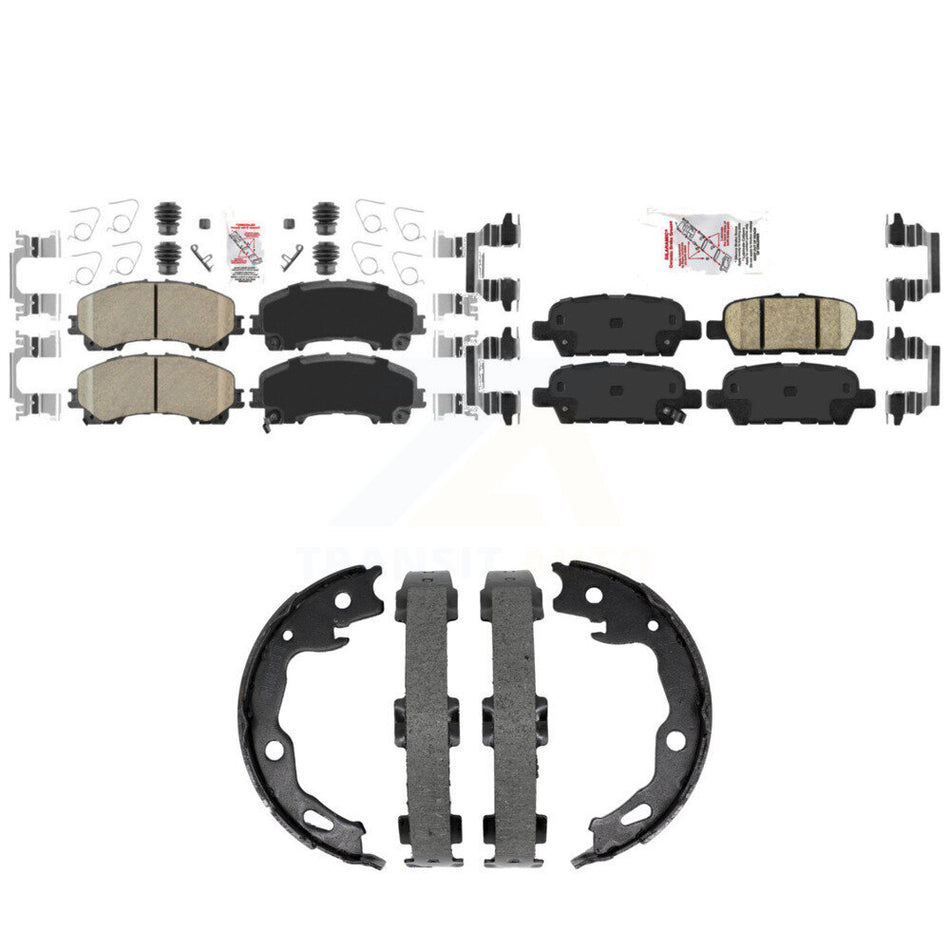 Front Rear Ceramic Disc Brake Pads And Parking Shoes Kit For Nissan Rogue KNN-101492