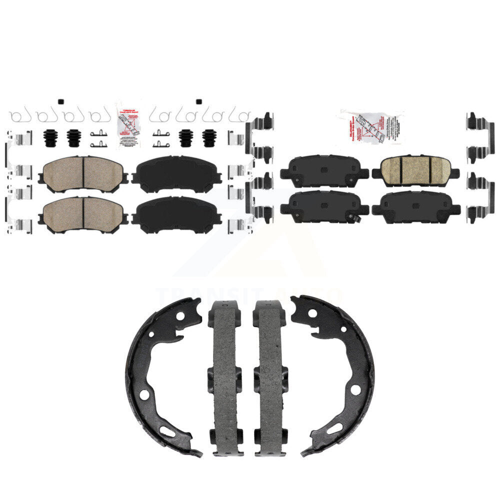 Front Rear Ceramic Disc Brake Pads And Parking Shoes Kit For Nissan Rogue KNN-101494
