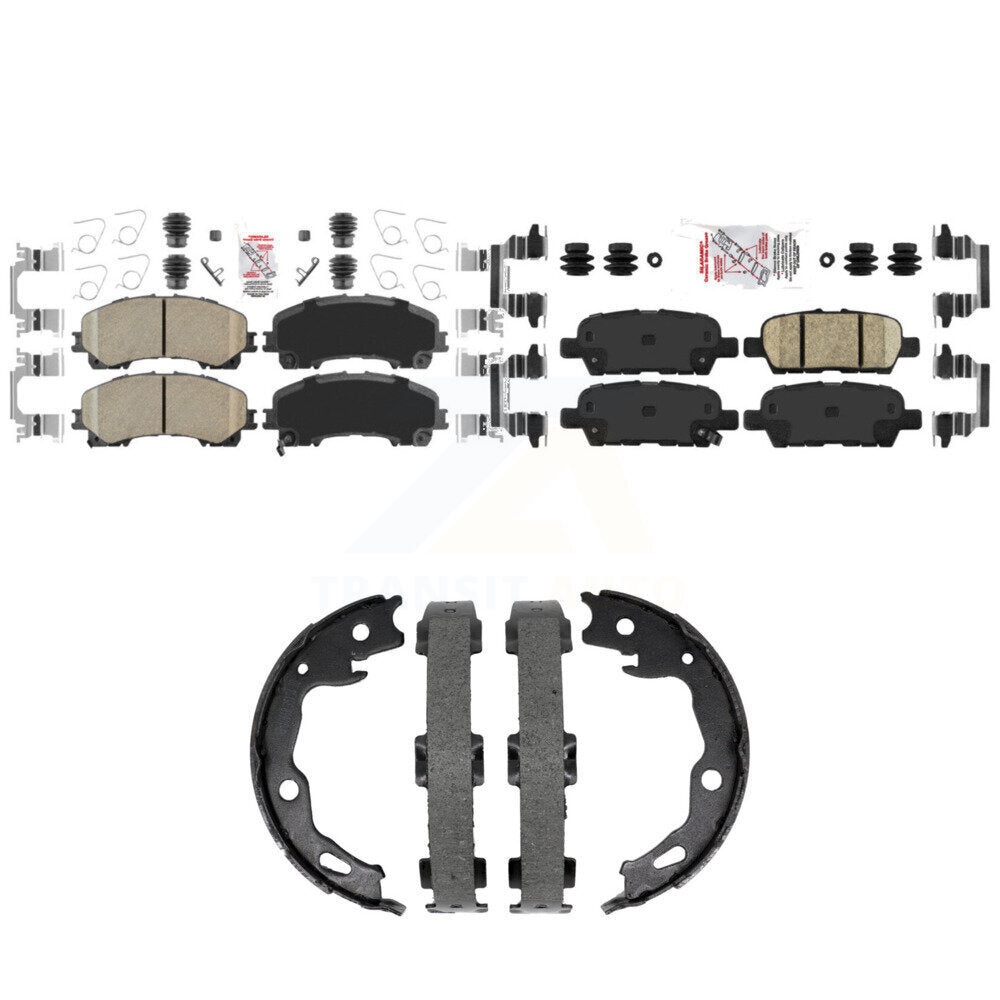 Front Rear Ceramic Disc Brake Pads And Parking Shoes Kit For Nissan Rogue KNN-101496