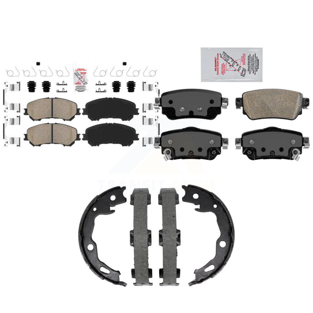 Front Rear Ceramic Disc Brake Pads And Parking Shoes Kit For Nissan Rogue KNN-101506