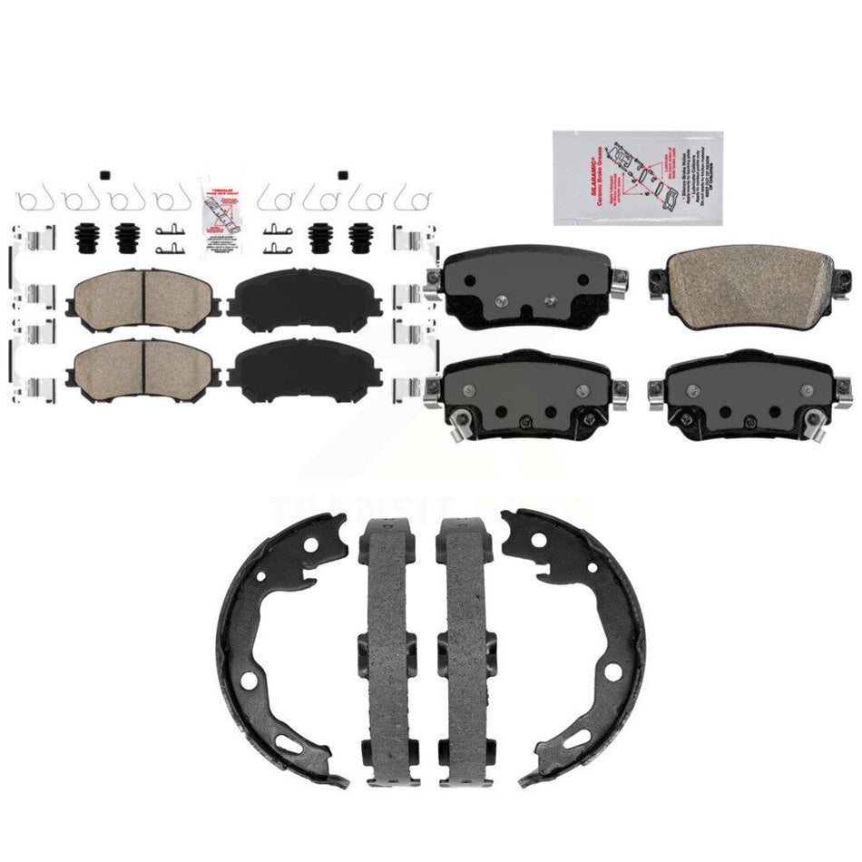 Front Rear Ceramic Disc Brake Pads And Parking Shoes Kit For Nissan Rogue KNN-101506
