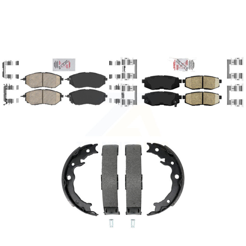 Front Rear Ceramic Disc Brake Pads And Parking Shoes Kit For Subaru Forester KNN-101508