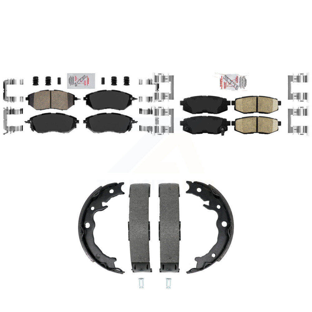 Front Rear Ceramic Disc Brake Pads And Parking Shoes Kit For Subaru Forester KNN-101509
