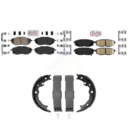 Front Rear Ceramic Disc Brake Pads And Parking Shoes Kit For Subaru Forester KNN-101509