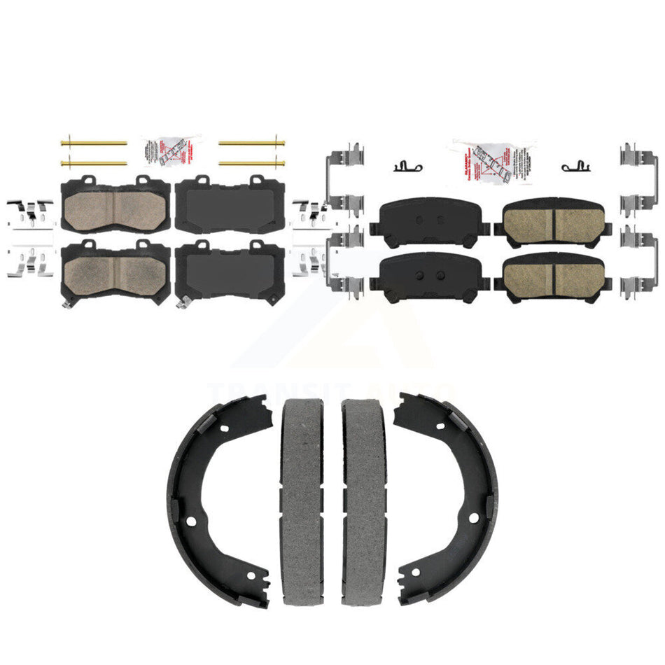 Front Rear Ceramic Disc Brake Pads And Parking Shoes Kit For Chevrolet GMC KNN-101515