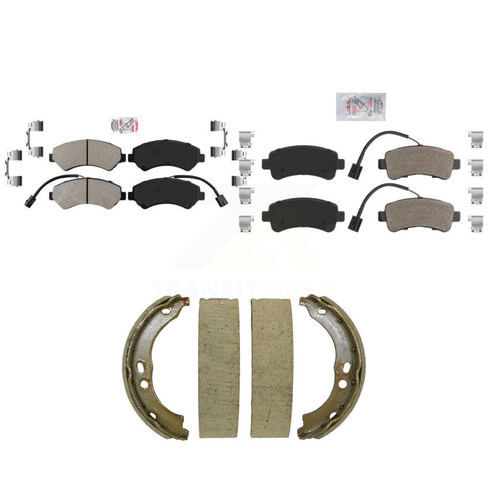 Front Rear Semi-Metallic Disc Brake Pads And Parking Shoes Kit For Ram 2500 KNN-101519