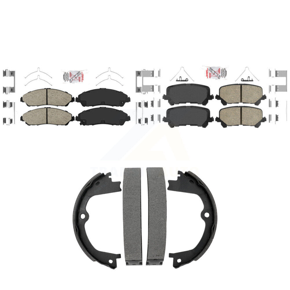 Front Rear Ceramic Disc Brake Pads And Parking Shoes Kit For Honda Pilot Acura KNN-101527