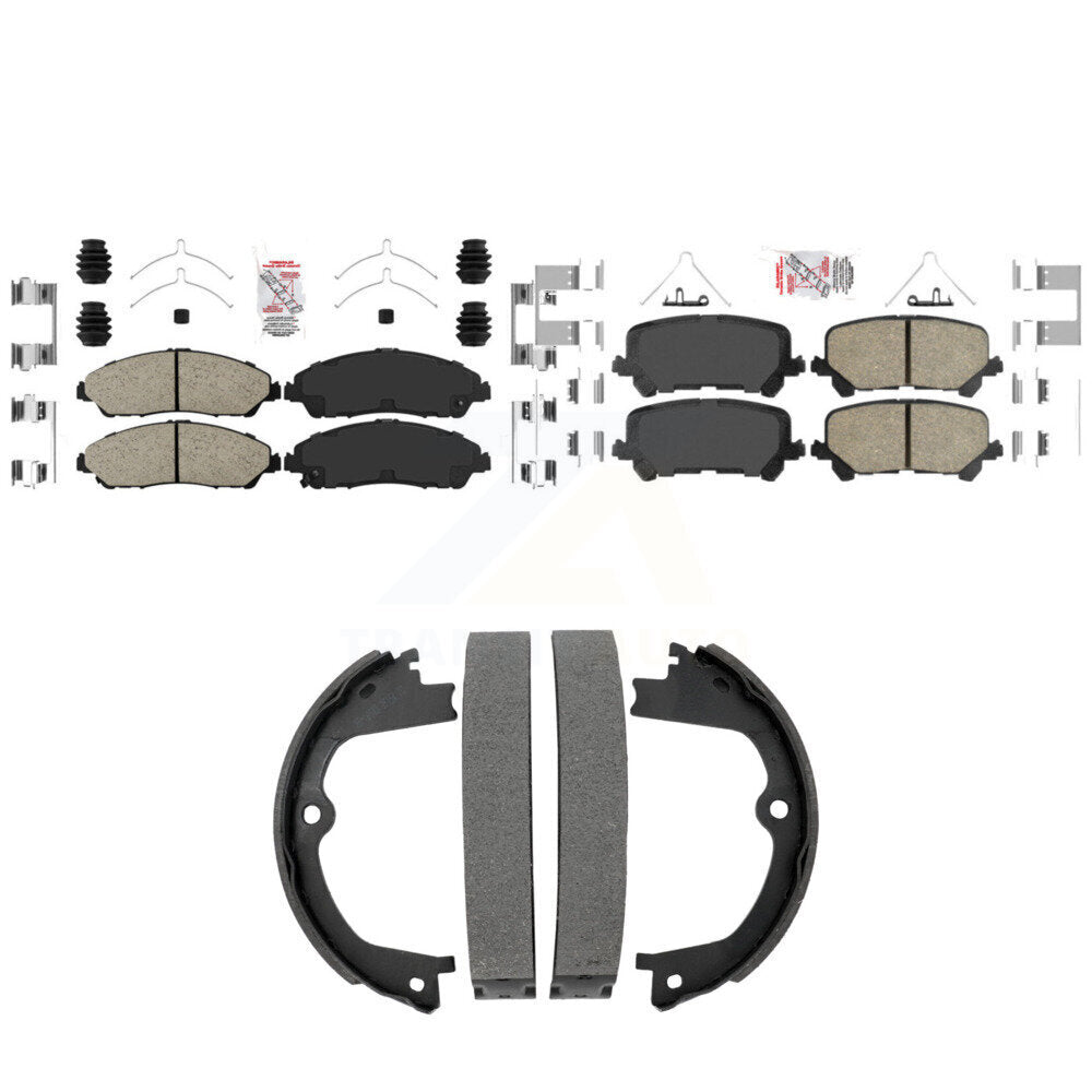 Front Rear Ceramic Disc Brake Pads And Parking Shoes Kit For Honda Pilot Acura KNN-101528