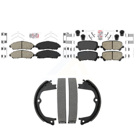 Front Rear Ceramic Disc Brake Pads And Parking Shoes Kit For Honda Pilot Acura KNN-101529