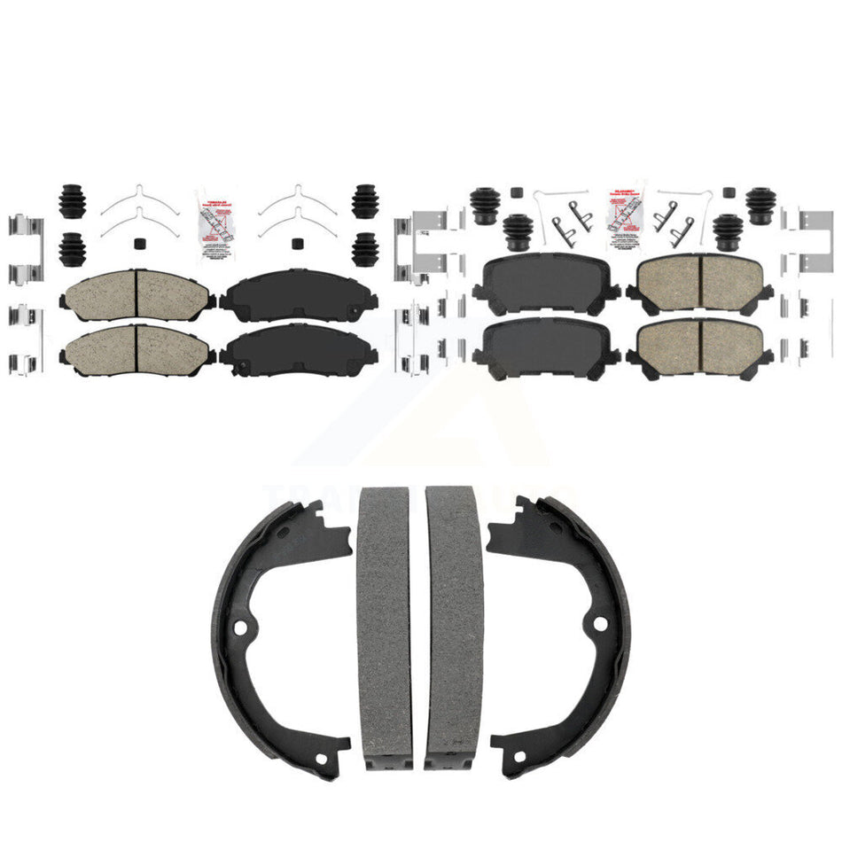 Front Rear Ceramic Disc Brake Pads And Parking Shoes Kit For Honda Pilot Acura KNN-101530