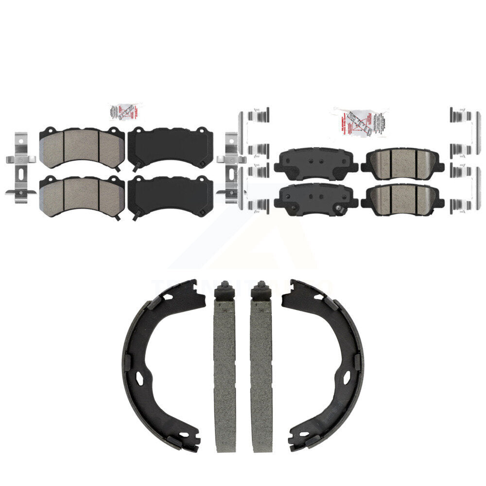 Front Semi-Metallic Rear Ceramic Disc Brake Pads And Parking Shoes Kit For KNN-101541