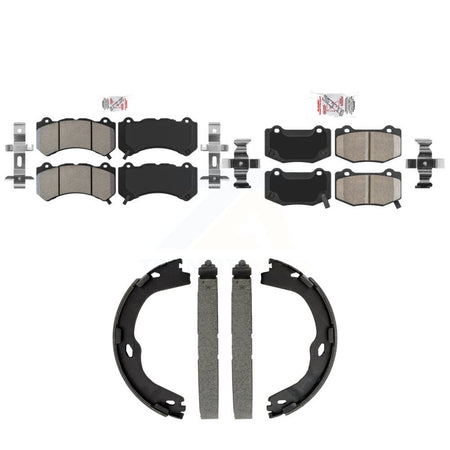 Front Semi-Metallic Rear Ceramic Disc Brake Pads And Parking Shoes Kit For ATS KNN-101543