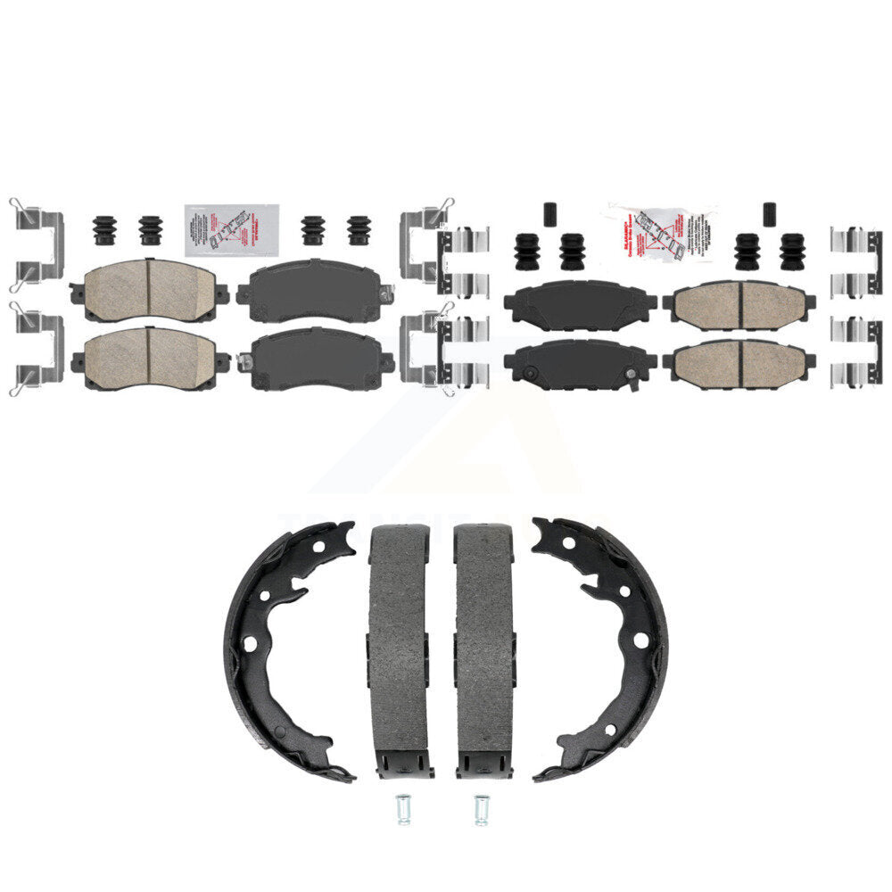 Front Rear Ceramic Disc Brake Pads And Parking Shoes Kit For Subaru Crosstrek KNN-101544
