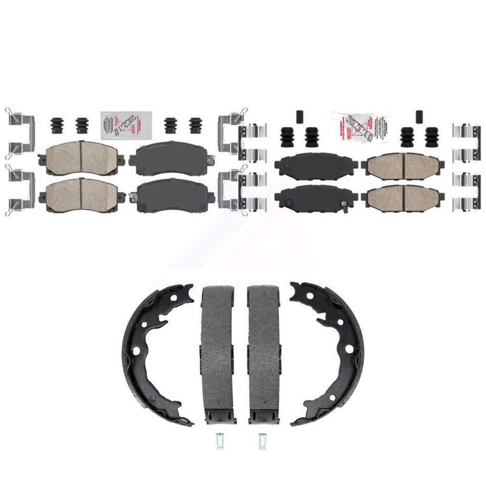 Front Rear Ceramic Disc Brake Pads And Parking Shoes Kit For Subaru Crosstrek KNN-101544