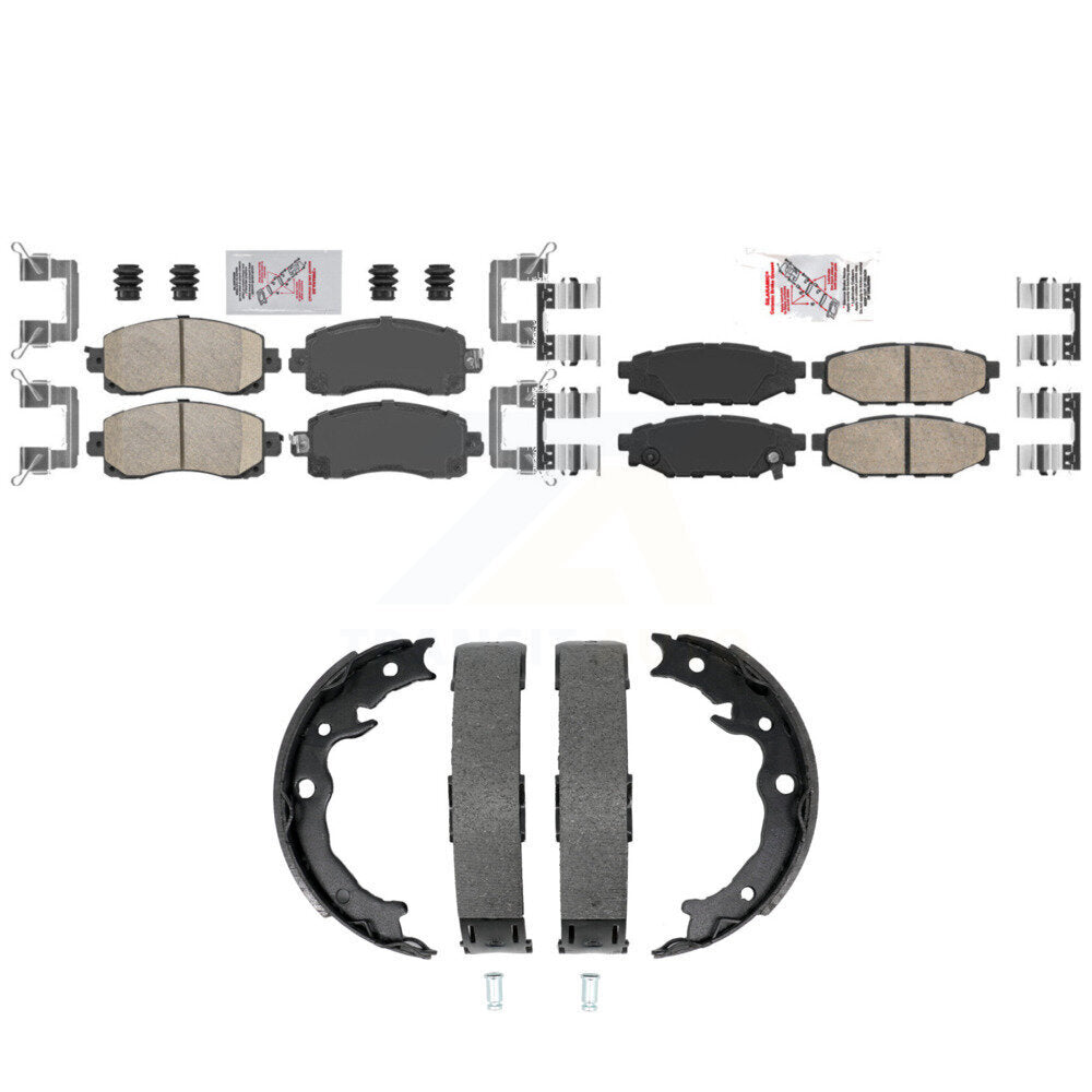 Front Rear Ceramic Disc Brake Pads And Parking Shoes Kit For Subaru Crosstrek KNN-101546