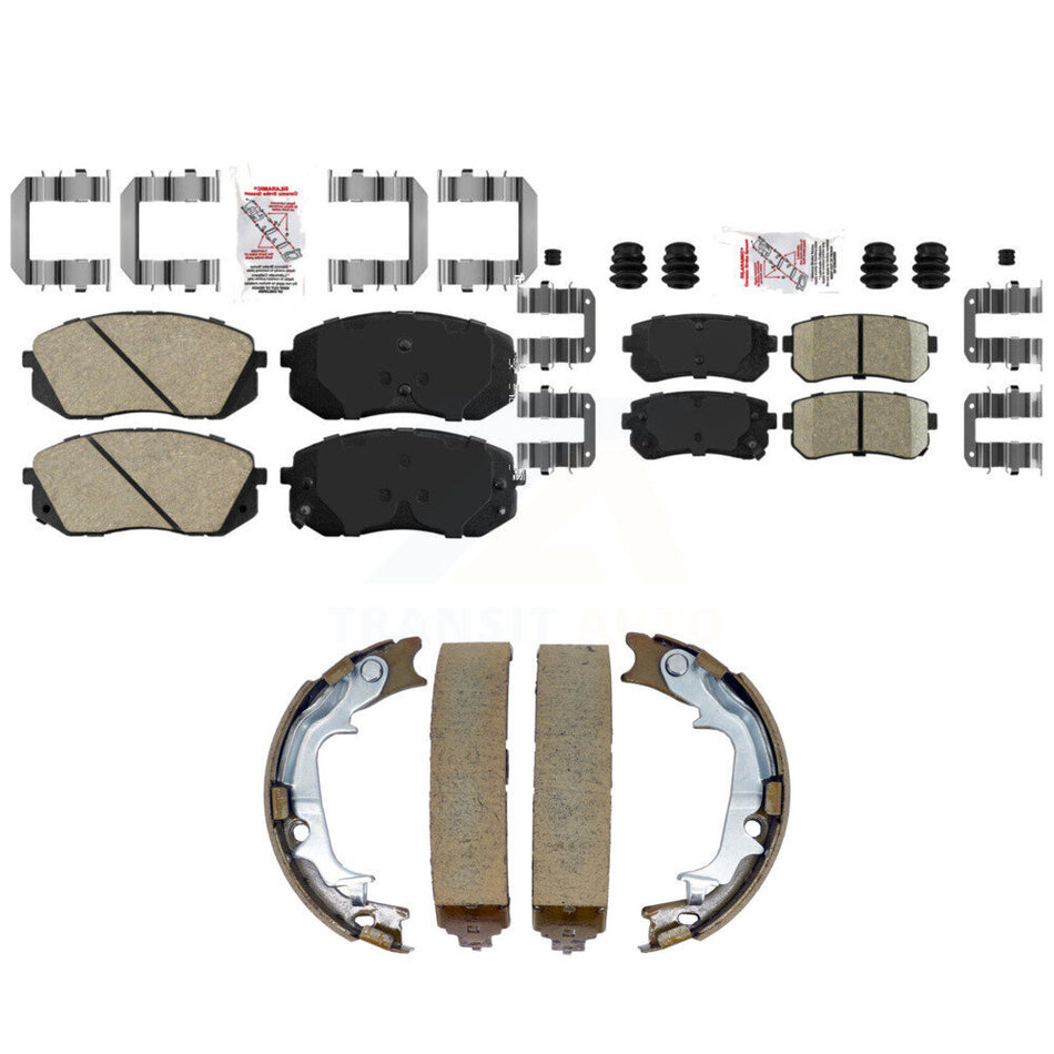 Front Rear Ceramic Disc Brake Pads And Parking Shoes Kit For Hyundai Tucson KNN-101552