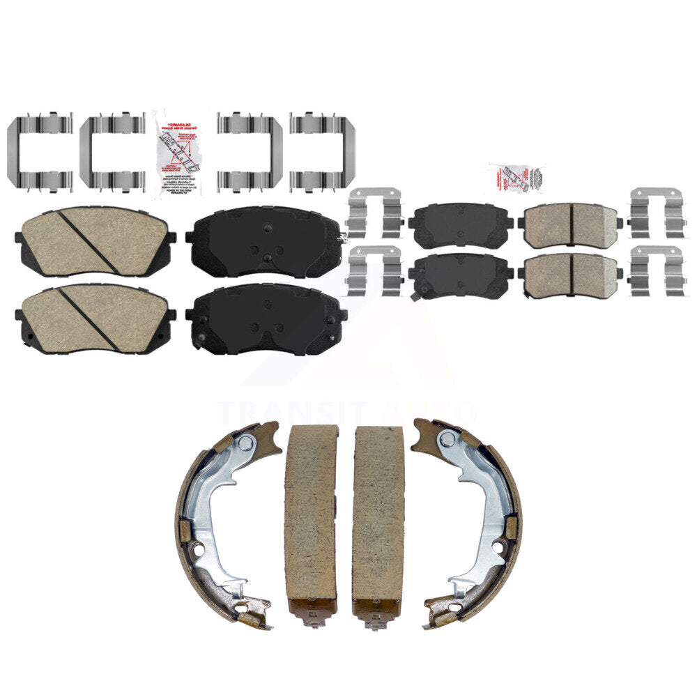 Front Rear Ceramic Disc Brake Pads And Parking Shoes Kit For Hyundai Tucson KNN-101553