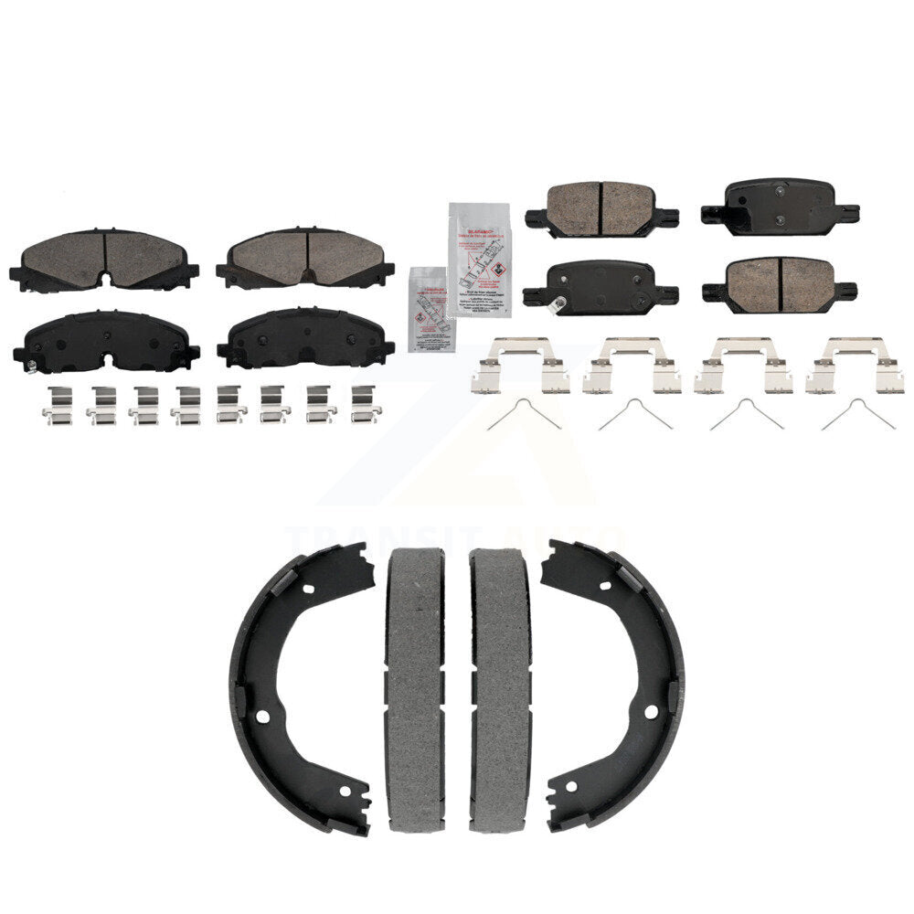 Front Rear Ceramic Disc Brake Pads And Parking Shoes Kit For Chevrolet GMC KNN-101554